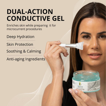 7E Wellness ReStore Conductive Gel with Bio-Active Complex - 4oz - Facial Skin Care Products with Green Tea Extract, Hyaluronic Acid, and Collagen Peptides - Anti Aging and Skin Tightening