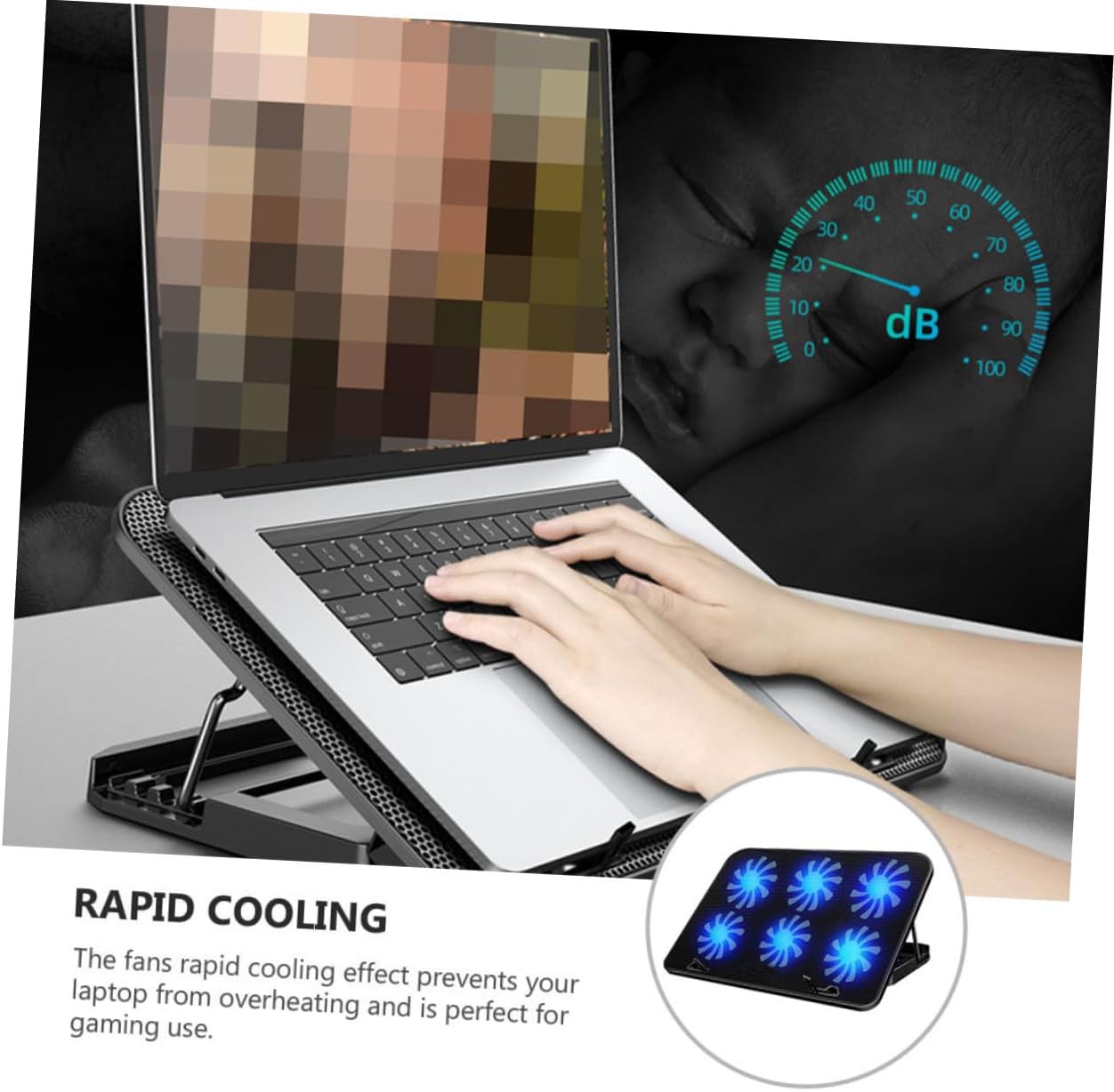 DIYEAH Laptop Cooler with Fans Ergonomic Cooling Pad for Gaming Laptops Rapid Temperature Control Stand for Comfortable Use Compatible with Notebooks