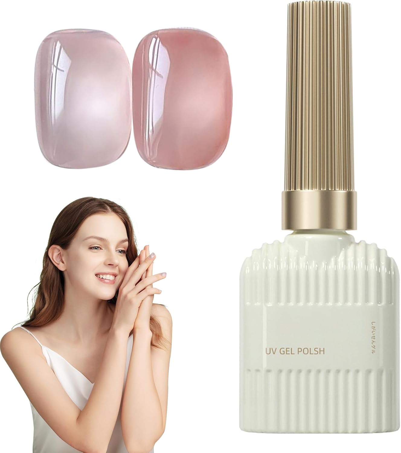 Nude Jelly Gel Polish, Milky White Sheer Nail Color, Light Pink Translucent Beauty Care, Natural Manicure Art for Women, Girls, Salon, Home and Long Lasting Gloss Finish