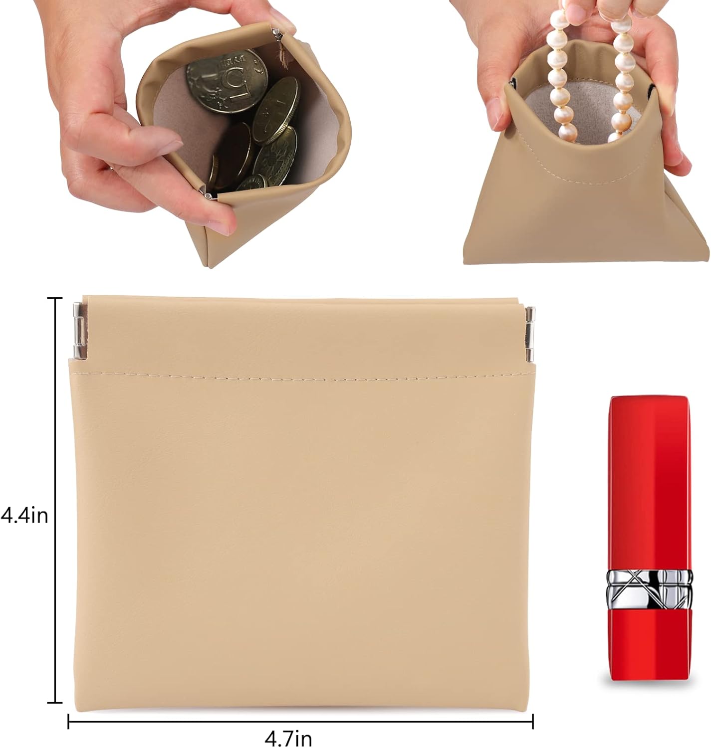BUSOHA Small Makeup Bag for Purse, Mini Portable Cosmetic Bags for Women, Coin Purse Lipstick Cosmetic Accessories Organizer, Small Travel Kit Storage Pouch, 4 PCS, 4.7*4.3INCH, Mini Storage Bag