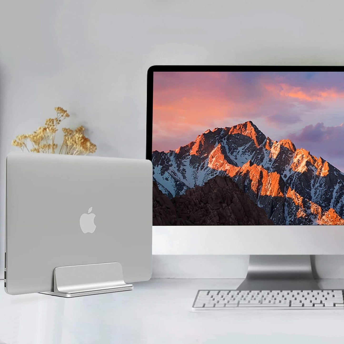 Vertical Laptop Stand, Aluminum Laptop Vertical Stand Organizer, Sturdy Laptop Computer Holder Desktop Stand Compatible with New Retina Apple MacBook Pro/Air, Mac Mini and iPad Pro