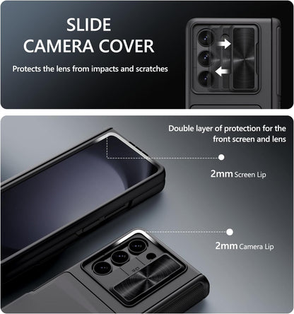 GBEE for Samsung Galaxy Z Fold 5 Case with Kickstand & Screen Protector & Card Holder & Sliding Camera Cover & Hinge Protection, Durable Rugged Stand Wallet Phone Case for Galaxy Z Fold 5 2023, Black