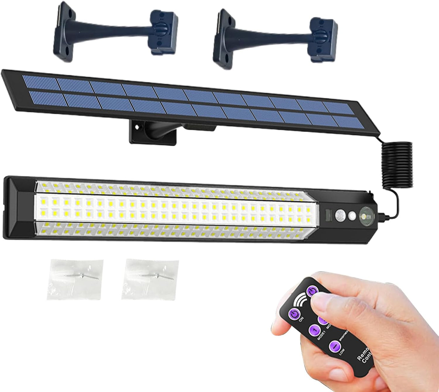 Nuyhgtr Solar Lights Outdoor, Usb Rechargeable Led Light, Smart Porch Lamp with Remote Control, Waterproof Solar Lighting for Barn Garage, Garden Fence, and Yard Use, White