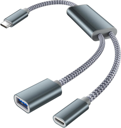 Basesailor USB C OTG Cable Adapter with Power Supply,Type C to 100W PD Charging and USB 3.0 Splitter Charger,Thunderbolt 3 for iPhone 15 Plus Pro Max,MacBook,iPad Air 4 5 2024,Samsung Galaxy S24 S23