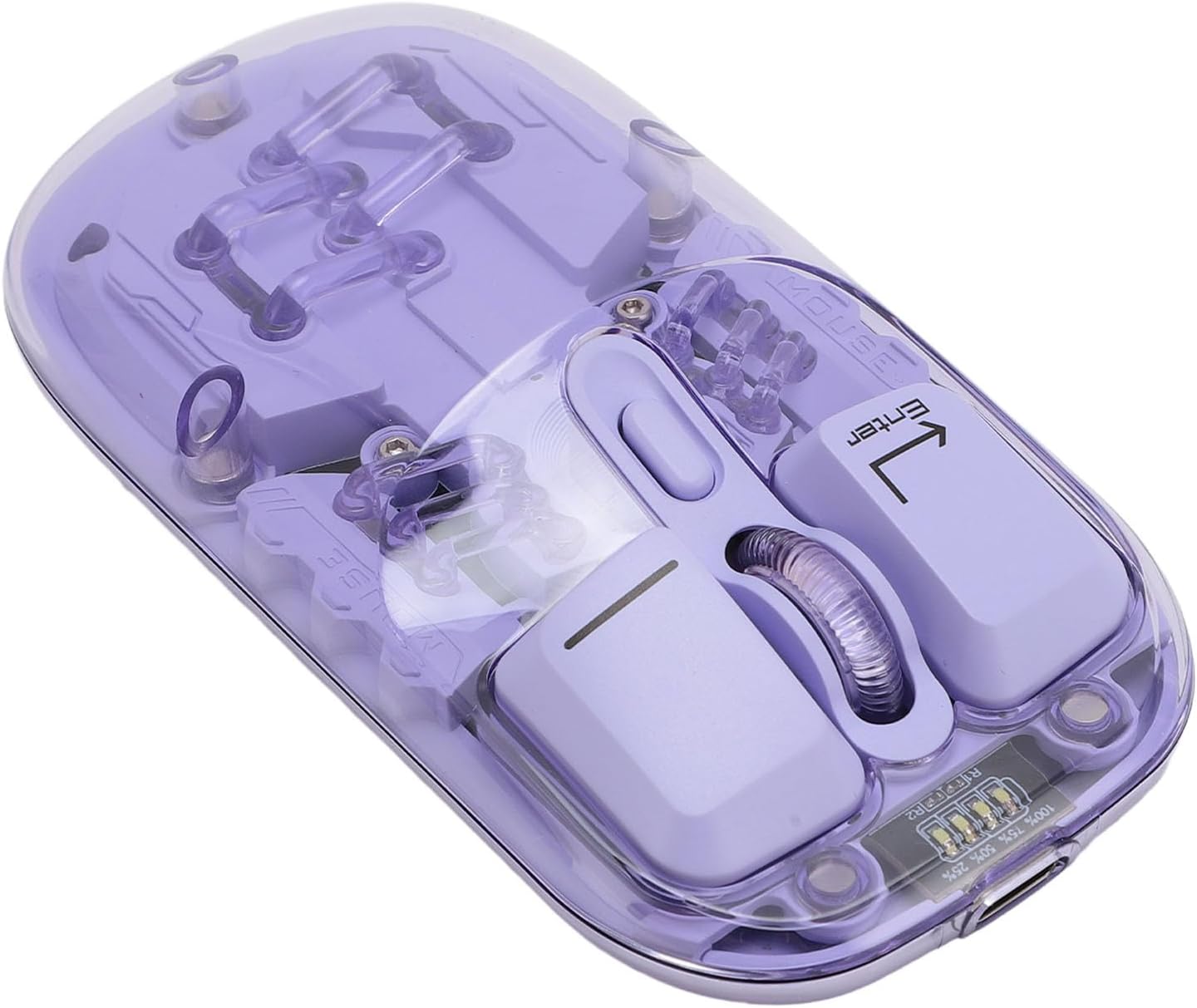 Transparent Mouse, 3000FPS Magnetic Mouse Silent Mouse with 3 Adjustable DPI, RGB Portable Mouse for Laptop PC Gaming (Purple)
