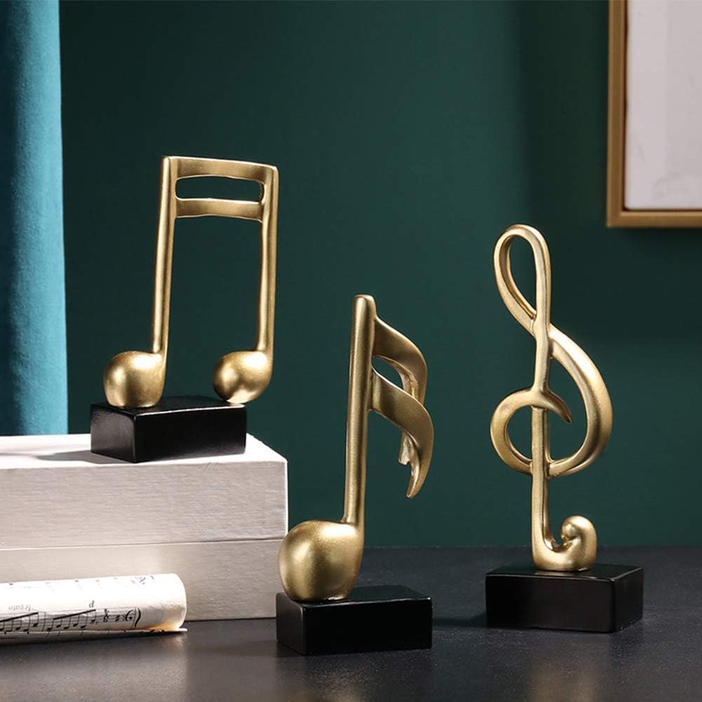 3pcs Music Note Statue - Golden Resin Musical Decor for Home, Piano Present & Souvenirs
