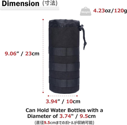 Azarxis Water Bottles Pouch Bag Tactical Molle Military Drawstring Water Bottle Holder Mesh Hydration Carrier Attachment Travel Outdoor Sports Gear