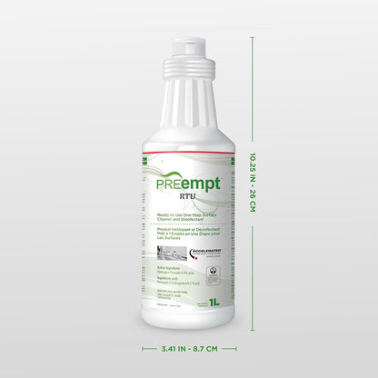 PREempt Ready-To-Use One Step Disinfectant Cleaner - All Purpose Disinfectant for Salons, Spas, Clinics, Studios - 1L (1 Bottle)