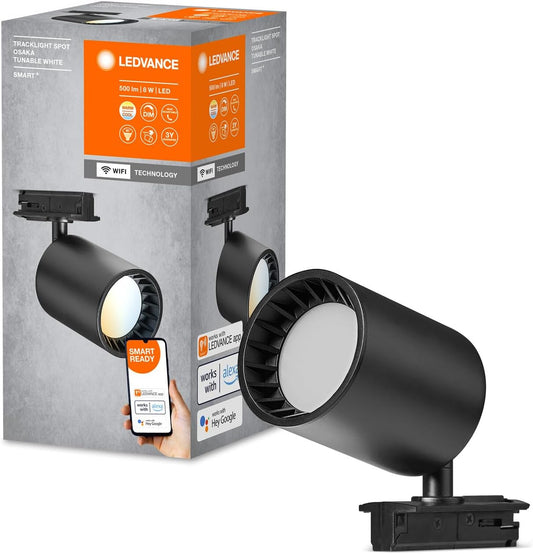 LEDVANCE SMART+ TRACKLIGHT Spot Osaka WiFi Track Spotlight, Black, 5W, 500lm, Adjustable White Light (3000K-6500K), App Control, Compatible with Amazon, Google, etc.