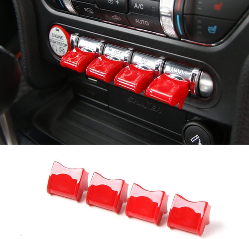Center Console Dashboard Button Switch Cover Trim Compatible with Ford Mustang 2015-2020 Interior Accessories (Red)
