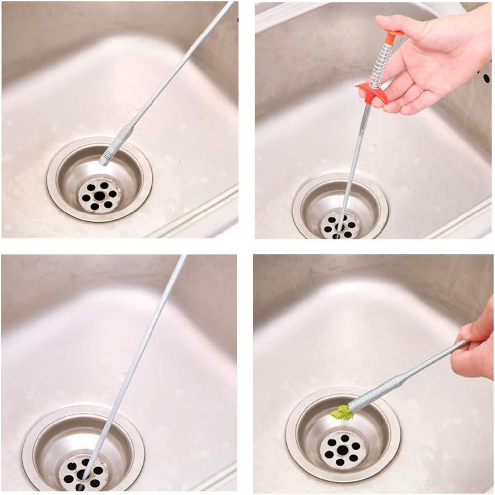 SDTC Tech 2-Pack Spring Pipeline Dredge Hook Cleaner Gripper Grabber Pickup Tool Flexible Drain Clog Remover Retractable Claw Retriever for Kitchen Bathroom Toilet Tub (24inch + 64inch)