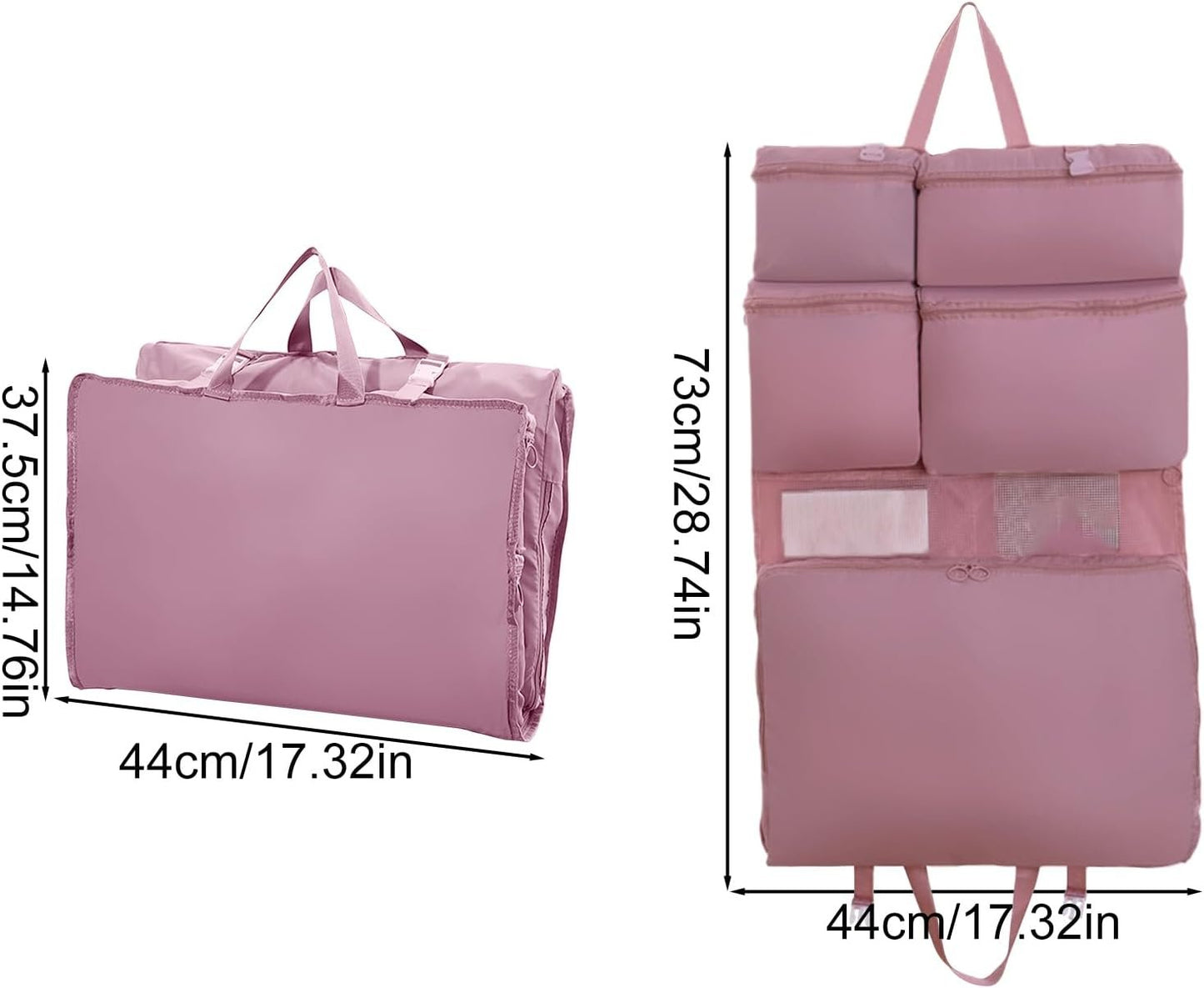 Suitcase Travel Bag, Duffle Rolling Organizer, Lightweight Compression Carrier, Sturdy Zipper Closure, Spacious Multi-Compartment Design, Ideal for Airplane Trips, Gym Training, pink, Please refer to