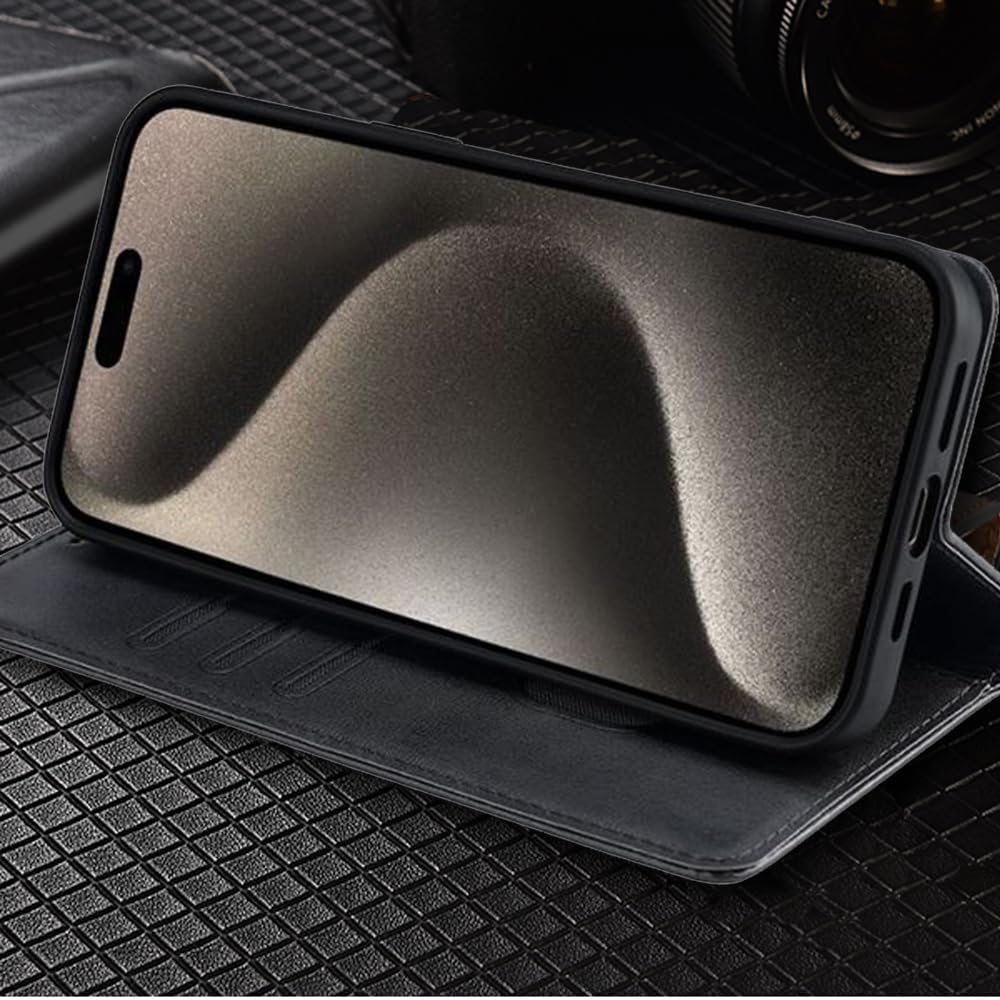 FORZARMOR for Motorola Moto G75 5G (6.78 Inch) Case Wallet Cover PU Leather Pockets Shockproof Magnetic Flip Card Holder (for Moto G75 5G, Black)
