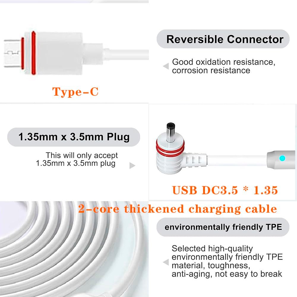 2Pack 24.9ft/7.6 m USB Power Charging Cable with Type-C Adapter Cable and LED Alert Light, Compatible with Ring Camera (Spotlight Cam, Stick Up Cam/Pro, Spotlight Cam Plus, Spotlight Cam Pro)