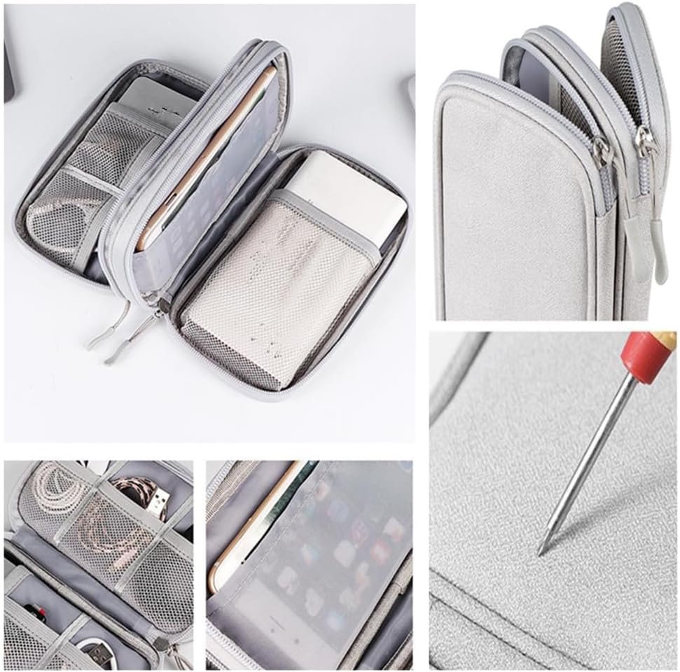 Electronics Organizer, Granmagazz Electronics Accessories Organizer Pouch Bag, Light Grey Cable Organizer Bag, Charger Organizer Case Pouch for Travel Accessories and Electronics