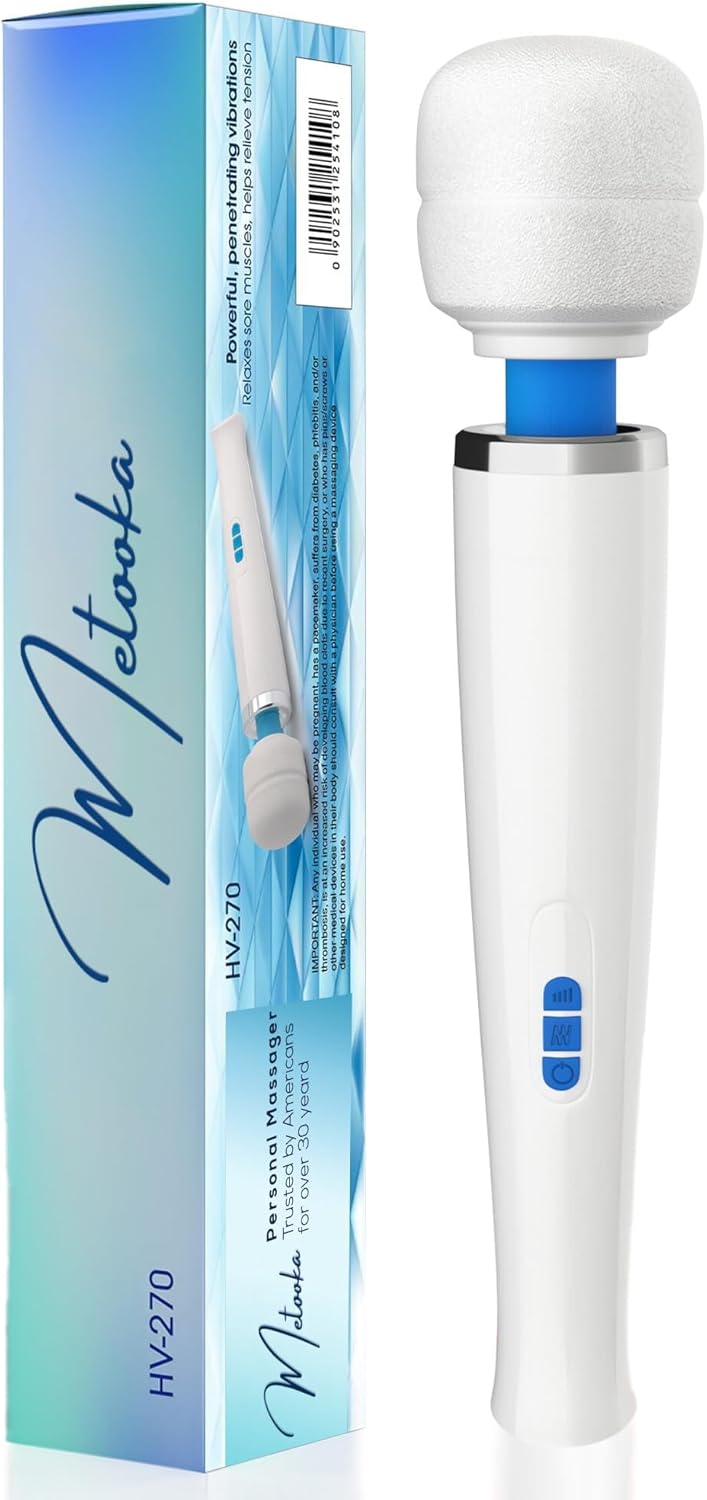 Metooka Therapeutic Back Massager - Portable Wireless Powerful Wand - 8 Speeds 20 Vibration Patterns - USB Rechargeable - Magic Recovery Effect For Women And
