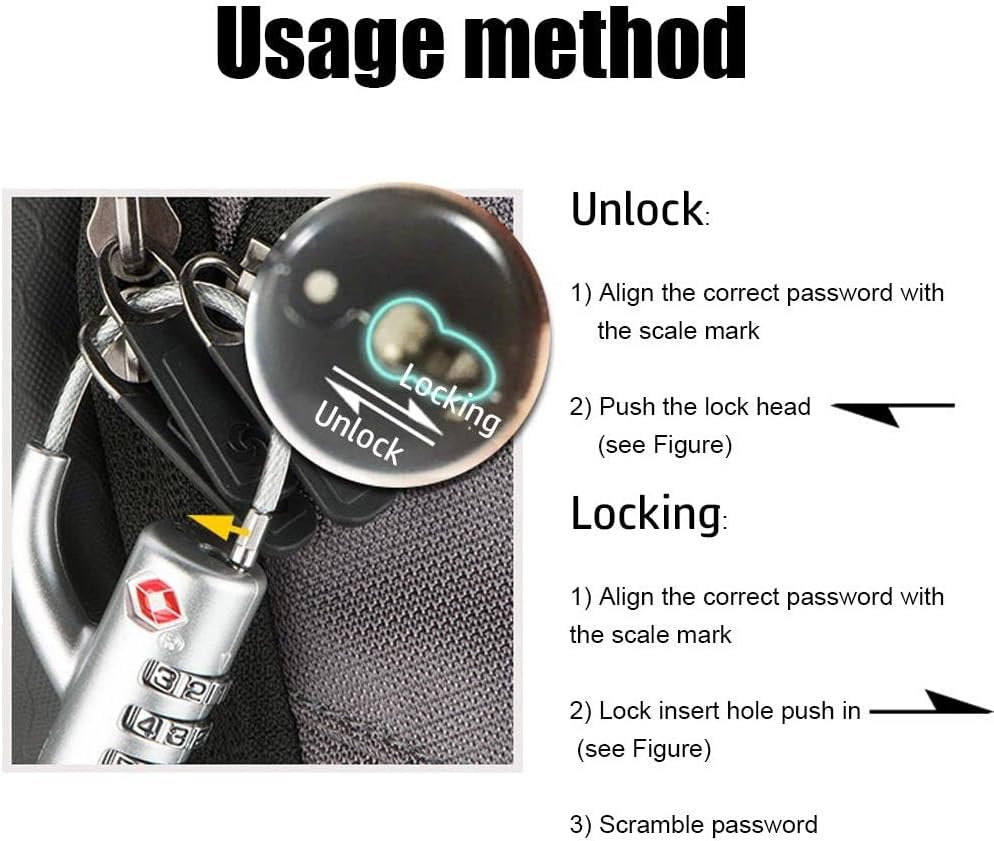 Maizoon TSA Approved Combination Lock 3 Digital Travel Bussiness School for Luggage Backpak Bag Suitcase Baggage Durable Security Stylish Compact Black & Silver 2 Pack