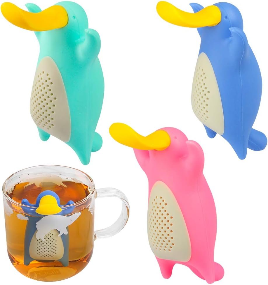 Silicone Tea Infuser Set for Loose Tea, Tomorotec Cute Animal Tea Strainer Duckbill (3 Pack)