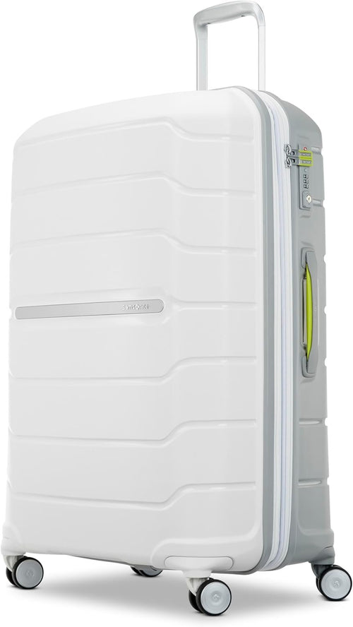 Samsonite Freeform Hardside Expandable with Double Spinner Wheels, White/Grey, Checked-Large 28-Inch, Freeform Hardside Expandable With Double Spinner Wheels