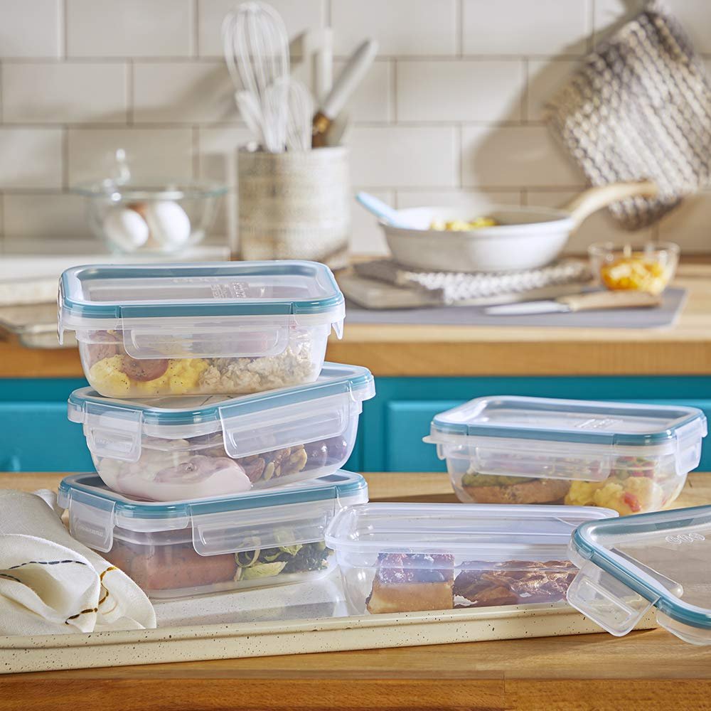 Snapware Total Solution 10pc Rectangle Plastic Food Storage Container Value Set, 10pcs (5 x 3 Cup [710ml] containers with 5 x tab Locking lids), Opaque