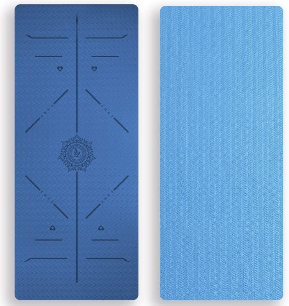 FP-TECH Yoga Mat Padded Non-Slip Fitness Pilates Gymnastics TPE Mat with Bag 183 x 68 x 0.8 cm