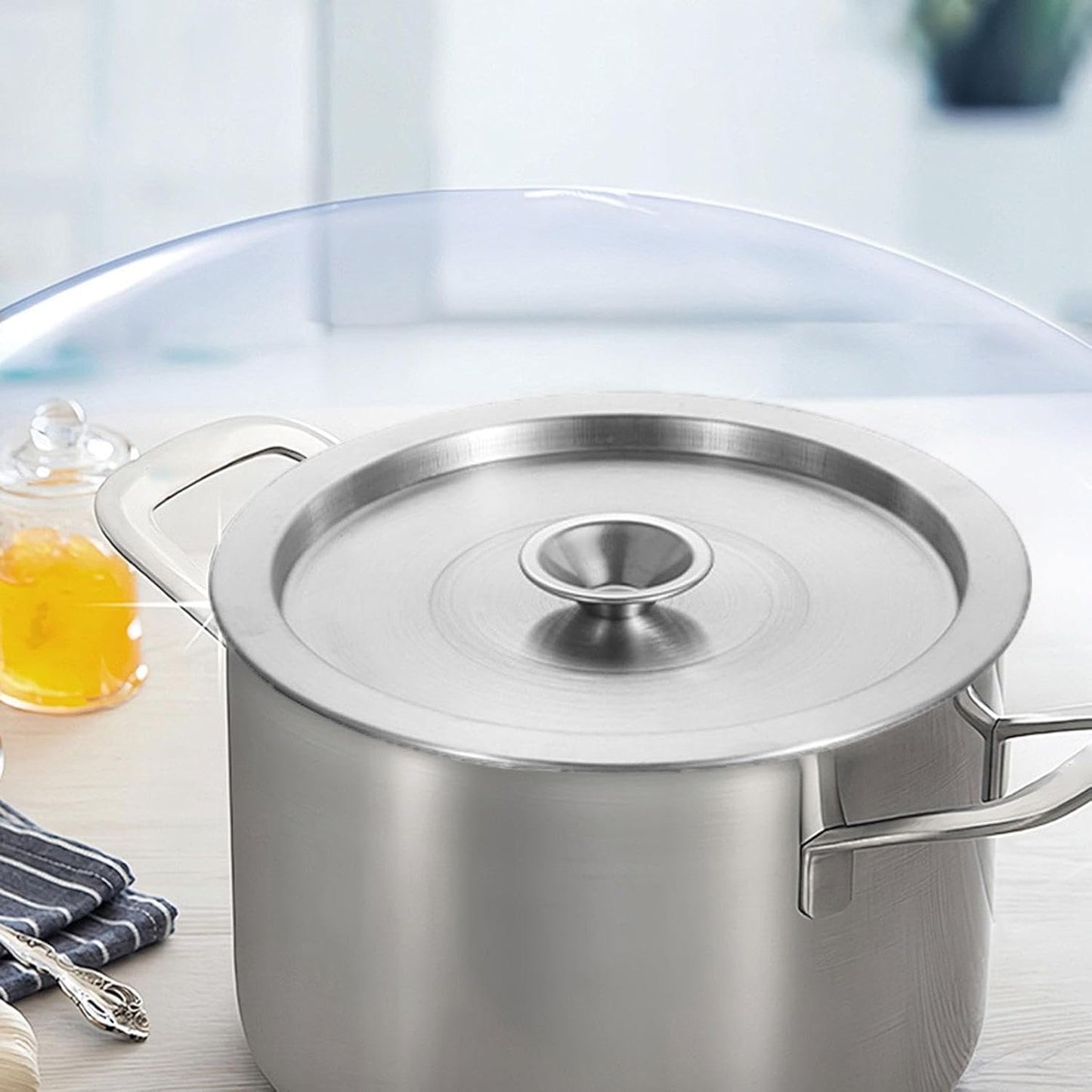 Ｂｅｓｇａ Frying Pan Cover,Stockpot Lid,Cookware Cover,Stainless Steel Household Bakeware,Pot Skillet Lid,Cooking Pot Lid for Skillets, 38cm