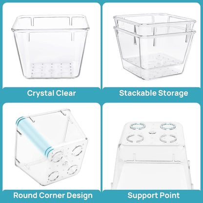 Vtopmart 15 PCS Clear Plastic Drawer Organizers Set, 4-Size Versatile Bathroom and Desk Drawer Organiser Trays for Makeup, Jewelries, Office, Kitchen Utensils and Home storage & organisation