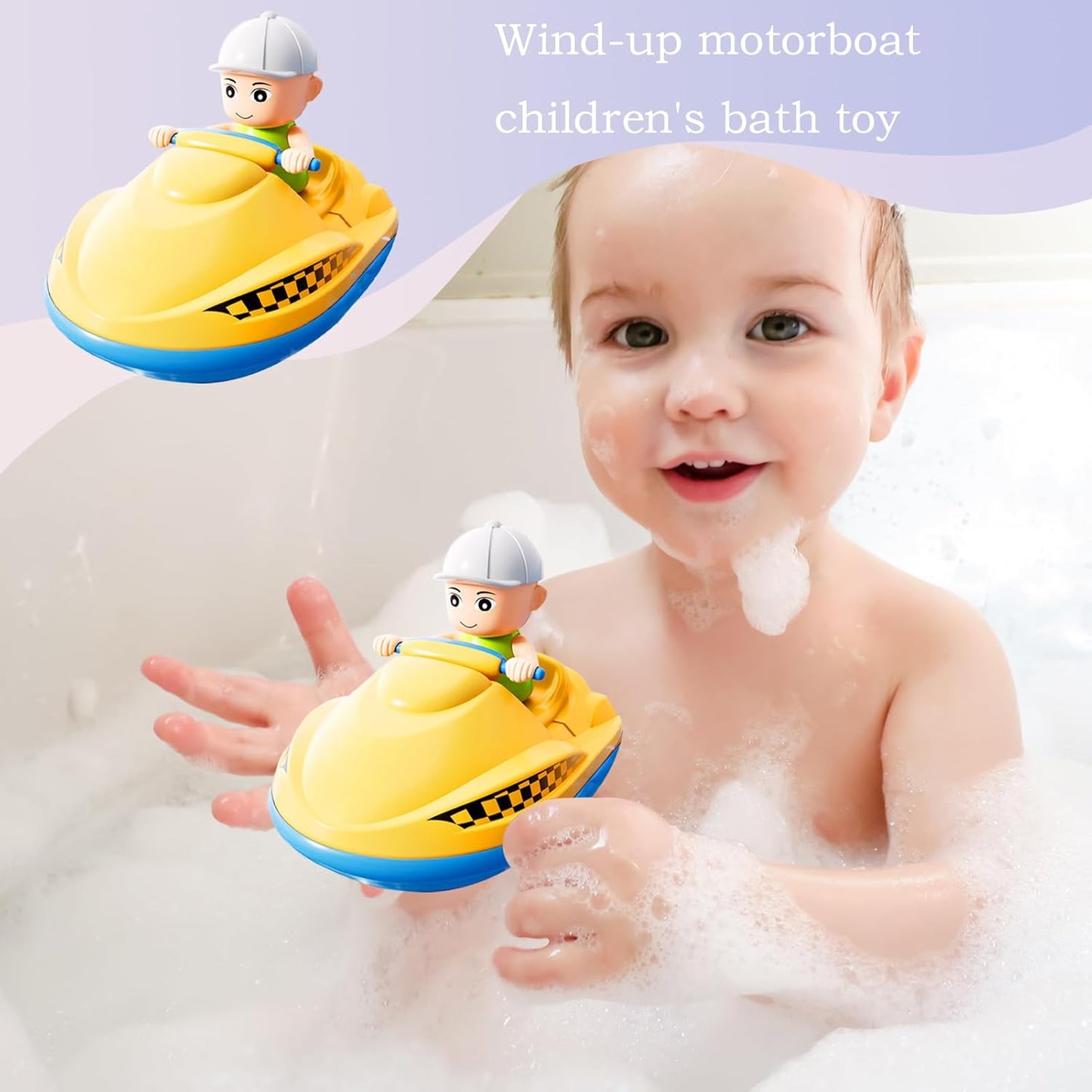 Bath Toys, Wind Up Water Toys, Animal Swimmers with Swimming Motion, Bright Color Design, Interactive Sensory Play for Toddler, Pool, Bathtub, Beach, Shower Fun, Yellow/Blue