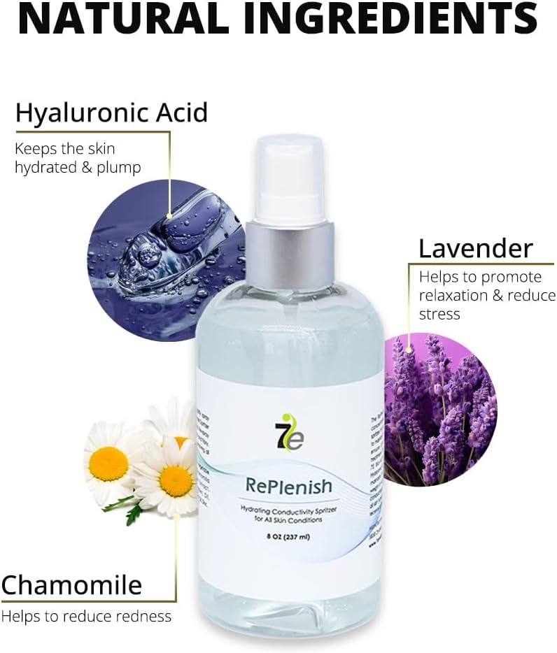 7E Wellness MyoLift RePlenish Spritzer – Hydrating Mist for Microcurrent Therapy – Reactivates Conductive Gel, Enhances Conductivity, Soothes & Moisturizes Skin (8oz / 236ml)