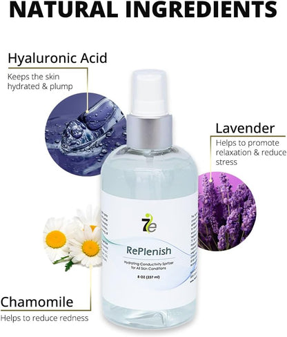 7E Wellness MyoLift RePlenish Spritzer – Hydrating Mist for Microcurrent Therapy – Reactivates Conductive Gel, Enhances Conductivity, Soothes & Moisturizes Skin (8oz / 236ml)