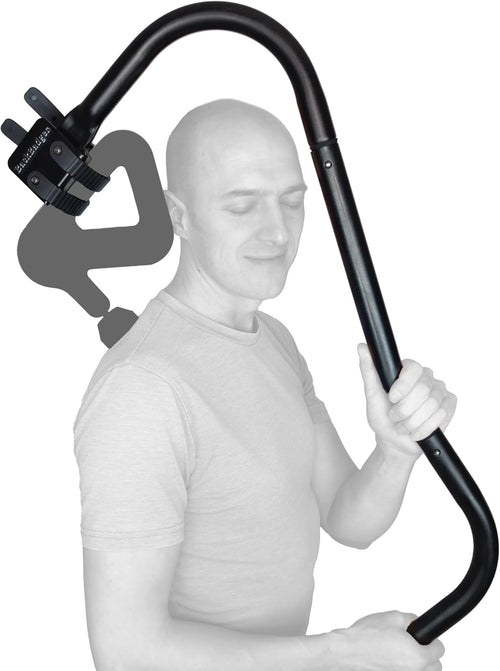 Ninefold Design BackBadger Percussive Massage Gun Holder for Back, Compatible with Most Massage Guns, for Hard to Reach Areas - Black
