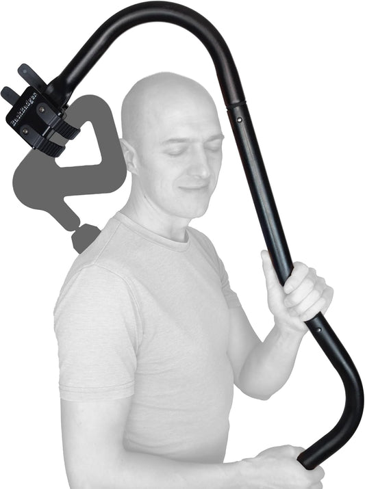 Ninefold Design BackBadger Percussive Massage Gun Holder for Back, Compatible with Most Massage Guns, for Hard to Reach Areas - Black