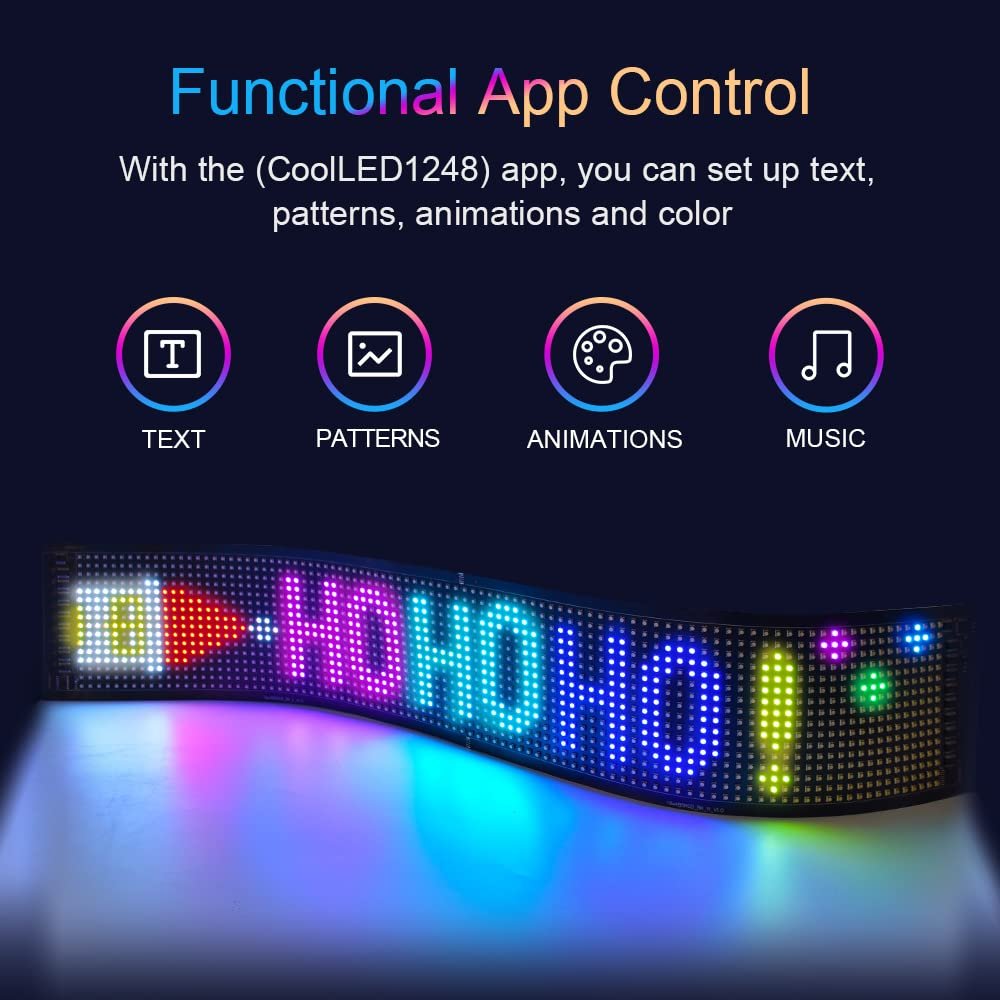 Programmable LED Sign for Business,Flexible Digital Sign,Scrolling LED Sign,Bluetooth APP,DIY Design Animations,Text, Graffiti,Colour (23''x5'')