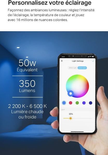 TP-Link Tapo Smart Wi-Fi Spotlight, Multicolour, Tunable White - GU10, 3.7W, No Hub Required, Compatible with Alexa and Google Home, Remote Control, Energy Class A+ (Tapo L630(2-pack))