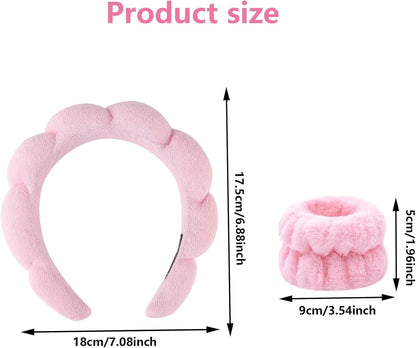 Spa Headbands for Women,3 Pcs Makeup Headband and Wrist Washband Set Skincare Headbands,for Face Washing, Spa,Shower, Makeup Removal Hair Accessories(Pink)