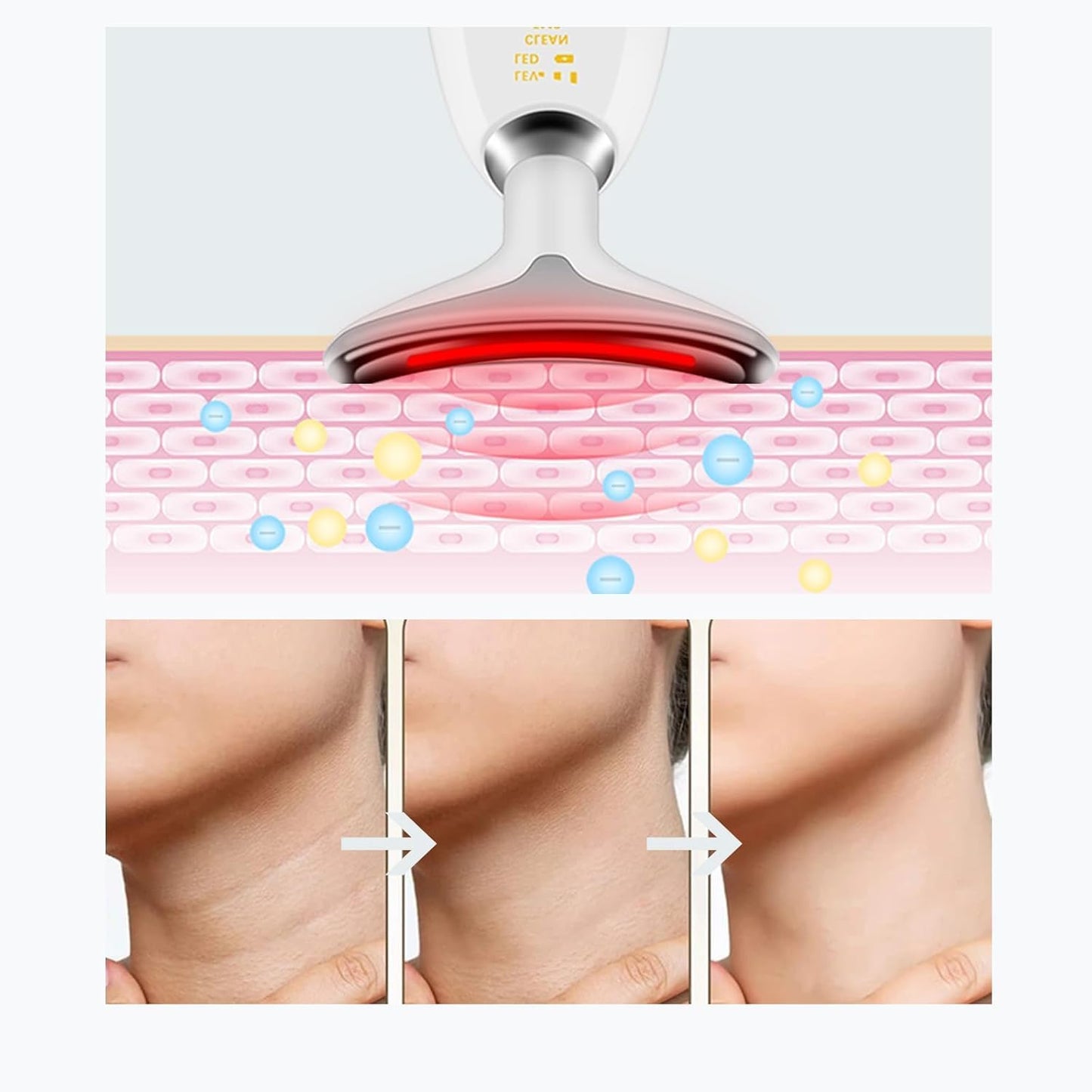 Face and Neck Massager, 7 Color LED Facial Beauty Device, Portable Skin Care Tools for Home Use,White