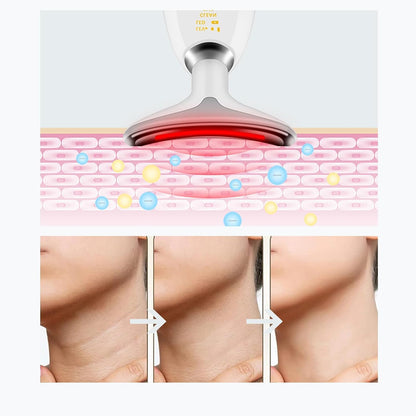 Face and Neck Massager, 7 Color LED Facial Beauty Device, Portable Skin Care Tools for Home Use,White