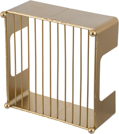 MyGift Modern Metal Square Napkin Holder with Gold-Tone Finish, Tabletop Flat Napkin Dispenser Tray for Kitchen and Dining Table