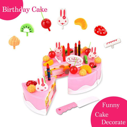 BigNoseDeer Birthday Cake Toy Food Play Set Pretend Play Children's Day Gift DIY Cutting Birthday Party Cake with Candles for Children Kids Babies Girls Classic Toy 37pcs