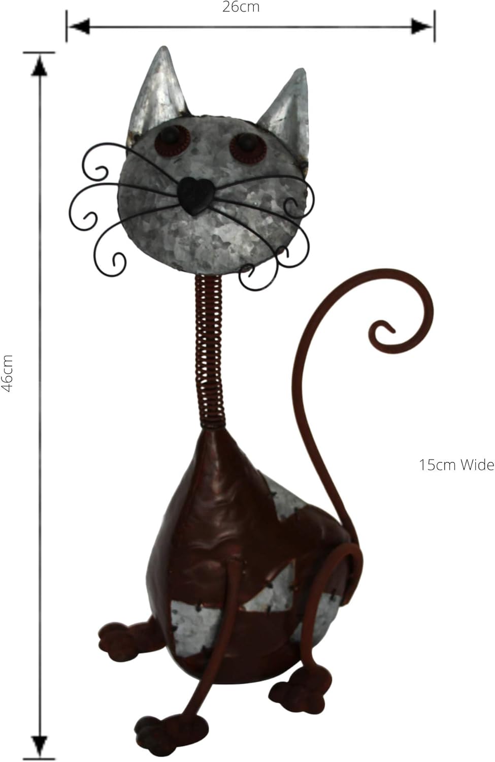 Cat Decor Metal Art Sculpture Figurine Home Garden Decor 26x15x46cm