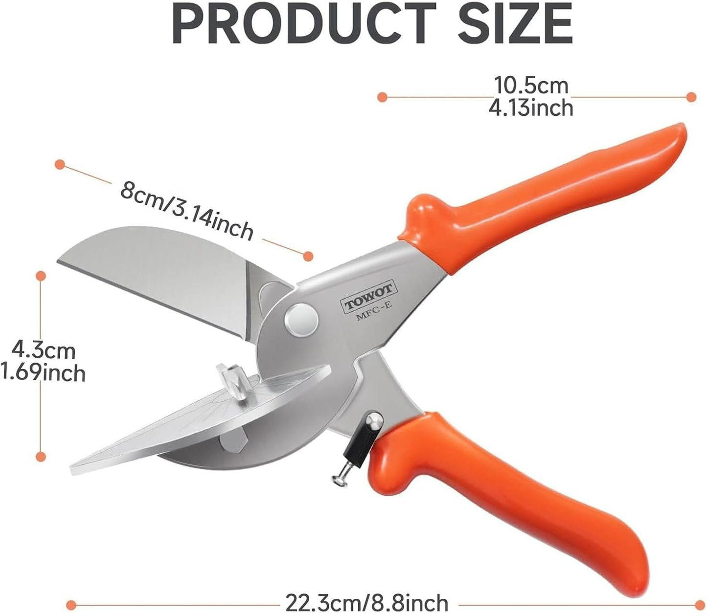 TOWOT Sharp Multi Angle Miter Shear Cutter, Adjustable at 45 To 135 Degree With Safety Lock Hand Tools for Cutting Plastic, PVC and Molding Trim