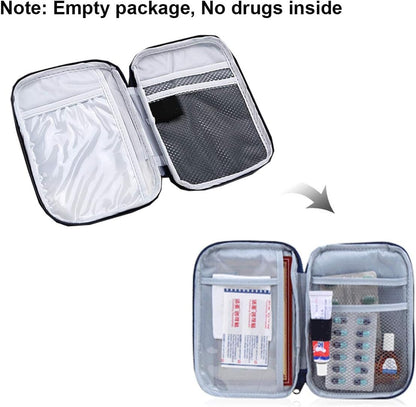iMapo Portable Mini First Aid Kit, Empty Travel Medicine Bag, Small Medical Organizer Storage Pouch, Pill Drug Package Container for Outdoor Activities Sports Camping Hiking Emergency - Blue