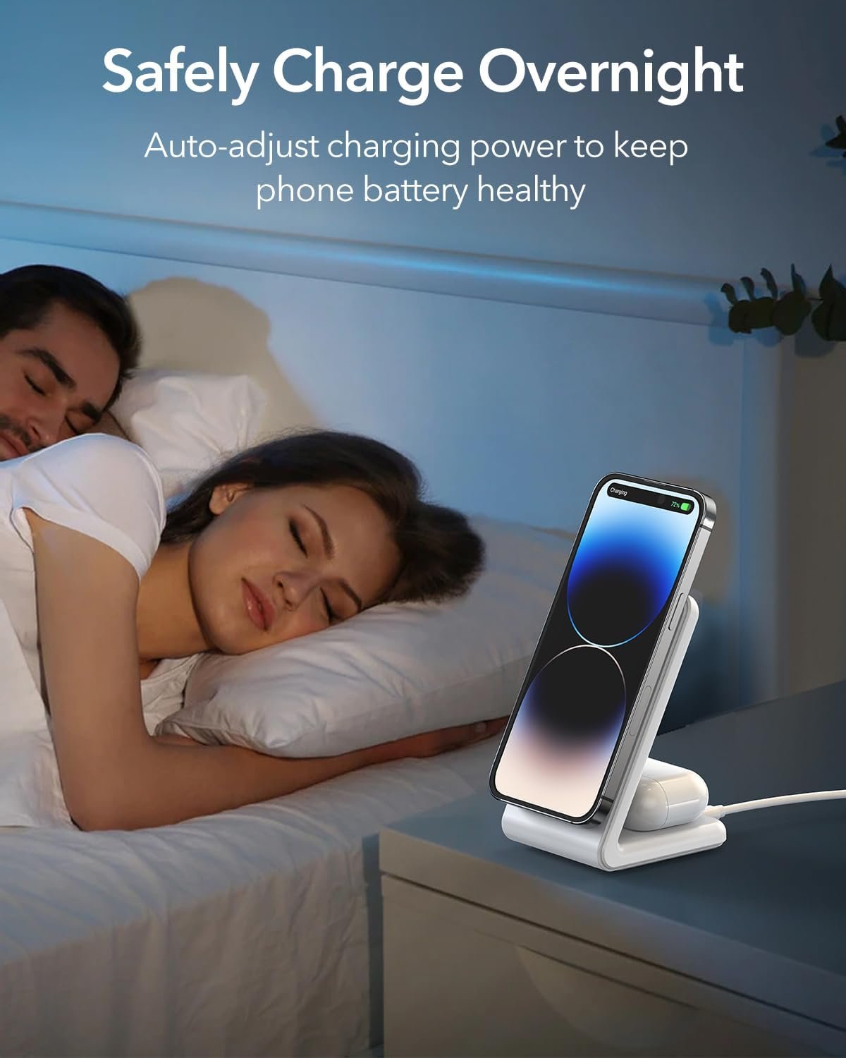 Meifigno 2-in-1 for Magsafe Charger Stand with [PD3.0 20W USB-C Charger Block & Cable] - Fast Charging Wireless Charger for iPhone 16/15/14/13/12 Pro Max, AirPods, White