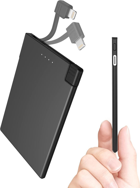 TNTOR Portable Charger with Built in Cable (MFi Apple Certified), 3500mAh Ultra Slim Power Bank for iPhone 14 13 12 11 X 8 7 6 5 SE Series