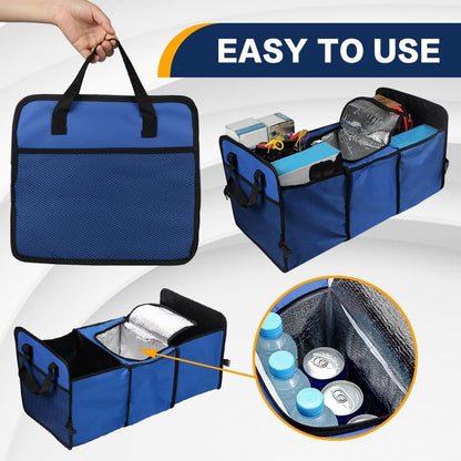 Wedcool Car Trunk Organizer, Auto Storage Bag, Trunk Organizer Storage with Insulation Cooler, Anti-slip Multi Compartments Trunk Storage, Car Interior Accessories Universal for SUV, Truck, Van (Blue)
