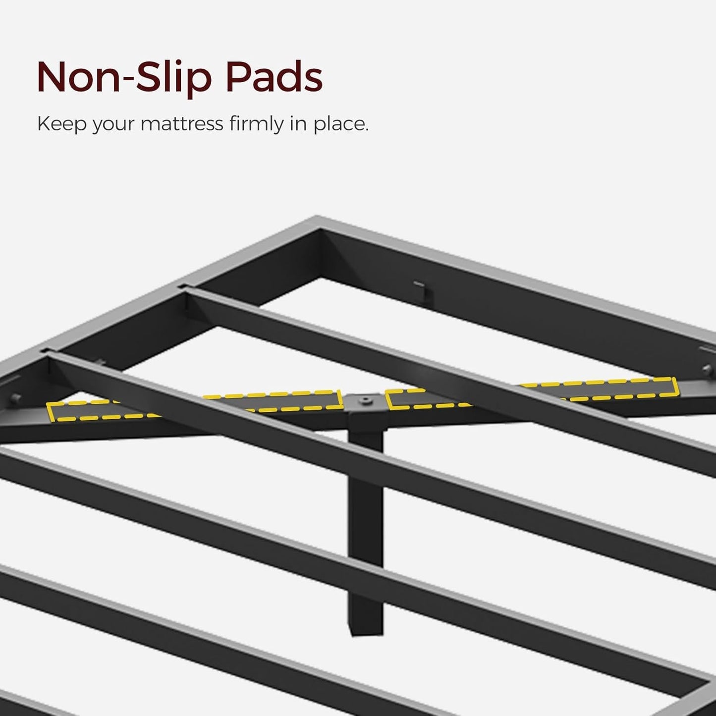 MAHANCRIS Full Size Floating Bed Frame, Metal Platform Bed with Power Strip and LED Strip, Metal Bed Frame with Storage Box, Soundless, No Box Springs Needed, Black