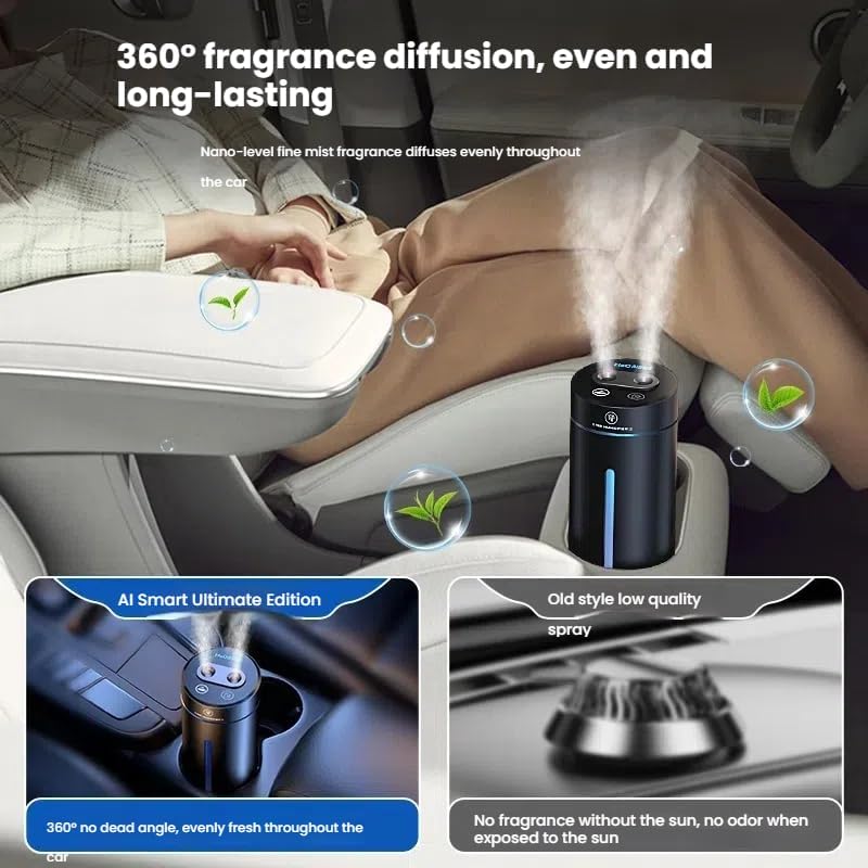 Mini Aromatherapy Essential Oil Diffuser, Car Smart Dual Nozzle Humidifier Aromatherapy Diffuser, Free Three Bottles of Essential Oils and Cotton Swabs (Burgundy)
