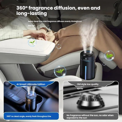 Mini Aromatherapy Essential Oil Diffuser, Car Smart Dual Nozzle Humidifier Aromatherapy Diffuser, Free Three Bottles of Essential Oils and Cotton Swabs (Burgundy)