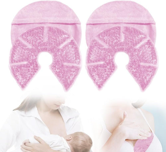 Hot Cold Gel Bead Breast Therapy Pack,Breast Ice Packs for Breastfeeding,Relief for Breastfeeding,Nursing Pain, Mastitis,Engorgement,Plugged Ducts, Boost Milk Let-Down & Production(#19 Pink)