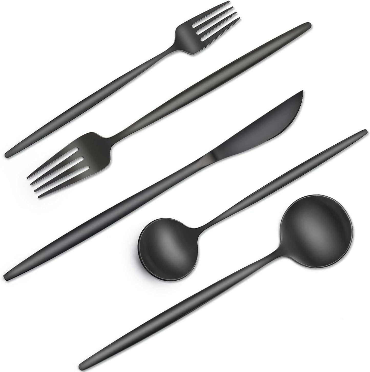 Black Silverware Set, 40pcs Stainless Steel Flatware Set for 8, Tableware Cutlery Set, Utensils for Home, Restaurant, Hotel, Include Knife Fork Spoon Set,Dishwasher Safe